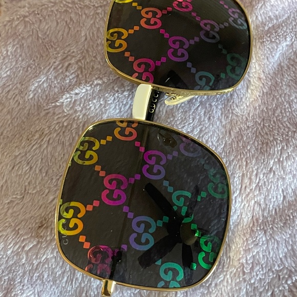 GUCCI EUC SUPREME UNISEX SQUARE GG PRINT MONOGRAM MIRROR SUNGLASSES - Picture 12 of 12